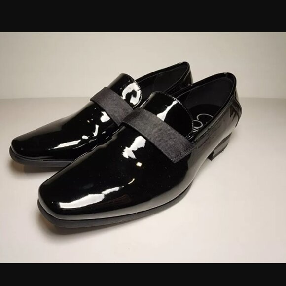 NIB Calvin Klein Black Patent Leather Bernard Loafer, sz 9 - Picture 2 of 9